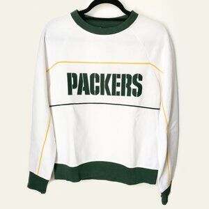 NWT Green Bay Packers White Green Colorblock Logo Sweatshirt Small